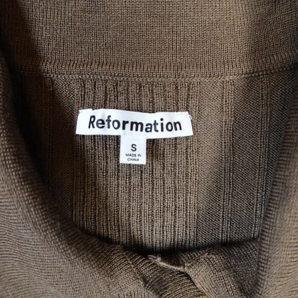 Reformation Sweater Womens Small Hermia Polo Top Ribbed 100% Merino Wool Knit - Picture 2 of 9